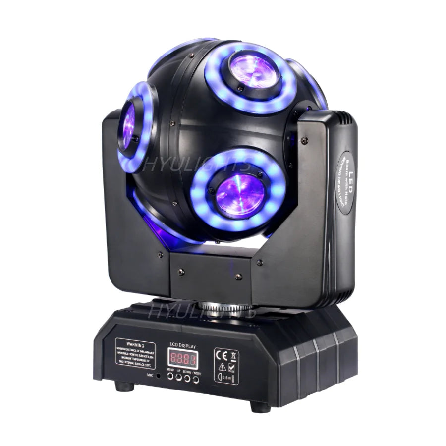 LED Moving Head 8x15W RGBW 4in1 With Halo RGB 3