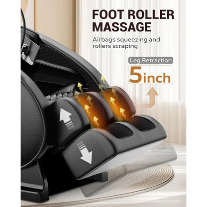 Zero Gravity Full Body Massage Chair Recliner with Heat Therapy, Bluetooth Speaker, Air Compression Massage, Foot Roller,