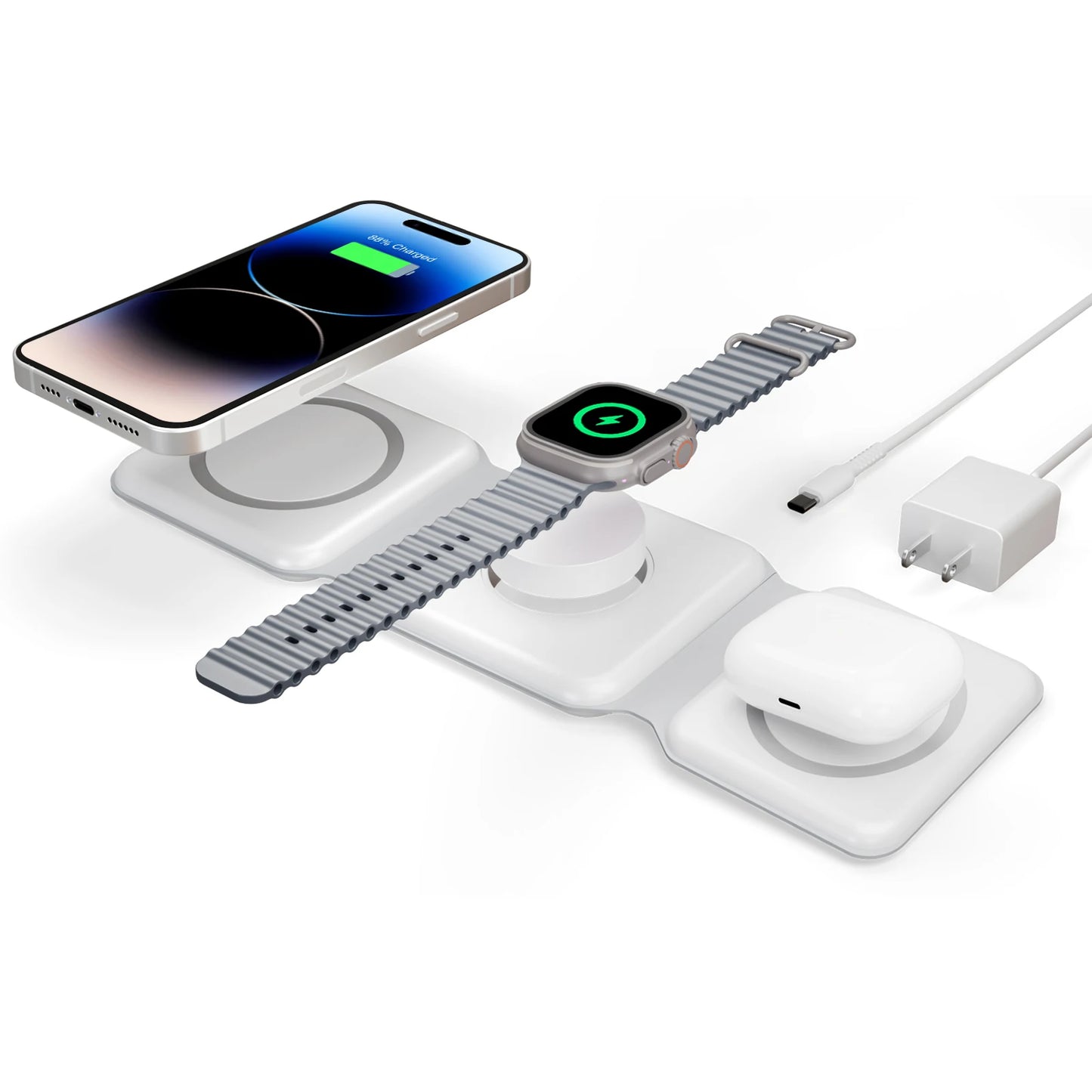 Magnetic Wireless Charger 3 In 1  Flexible Fast Charging
