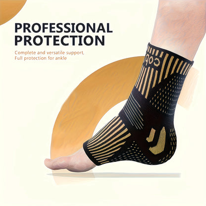 2 PCS Copper Ion Sports Ankle Brace, Ankle Support Sets, Men's and Women's Compression Socks, Basketball, Football, Tennis, Running Protective Gear