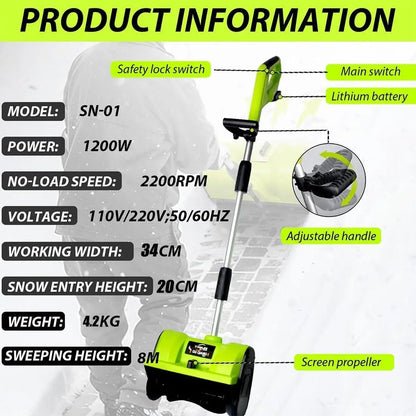 40V Cordless Brushless Snow Shovel, 13-Inch Electric Snow Blower
