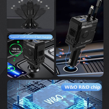Retractable 4 in 1 Fast Charging Car Charging