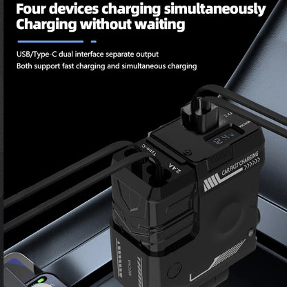 Retractable 4 in 1 Fast Charging Car Charging