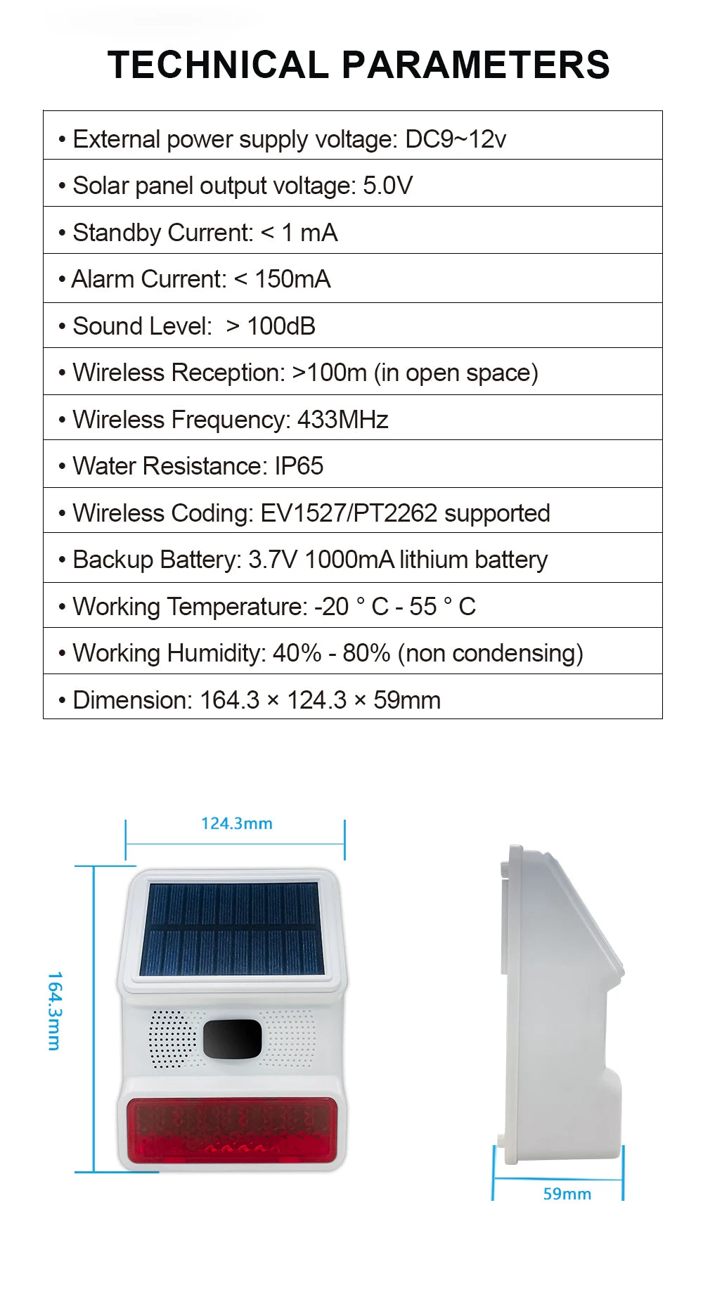 Outdoor Solar Sound And Light Alarm