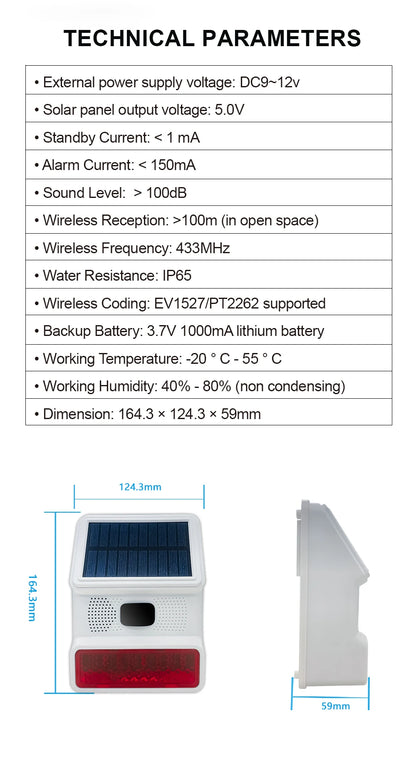 Outdoor Solar Sound And Light Alarm