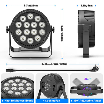 U'King 4PCS 80W Par 14 LED Disco Bar Stage Light