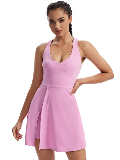Womens V Neck Tennis Dress with Pocket